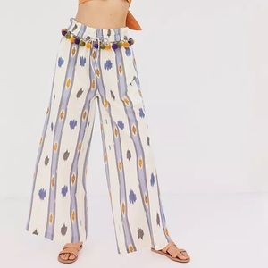 Anthropologie Ollari Pom Pom Wide Leg Trousers